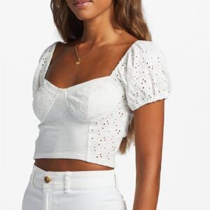 Billabong Puff Sleeve Eyelet Top